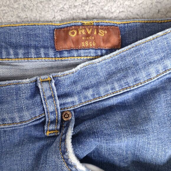 Orvis Jeans Mens 41 x 28.5 Blue Denim Straight Leg Distressed Cotton Blend - Picture 4 of 16